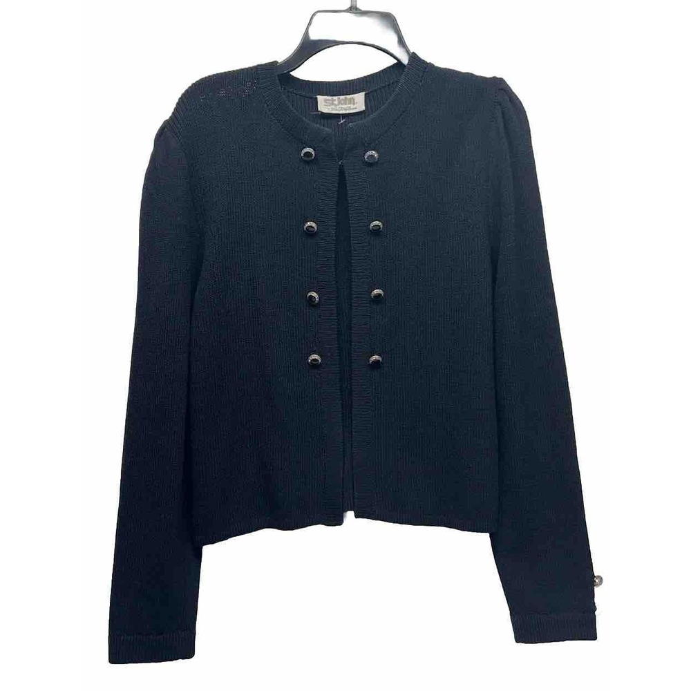 St John by Saks Fifth Avenue Womens Size 12 Black Long Sleeve Vintage Cardigan